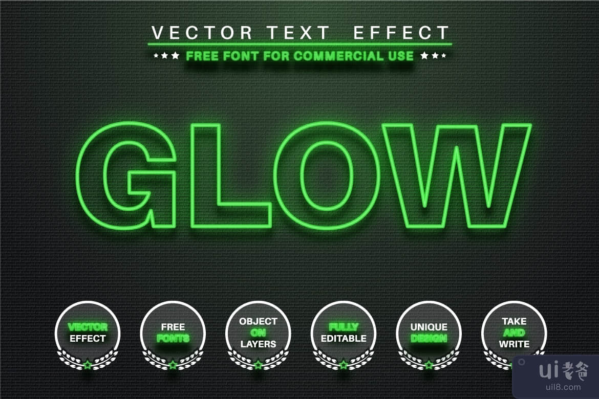 发光轮廓 - 可编辑的文本效果、字体样式(Glow outline - editable text effect, font style)插图3
