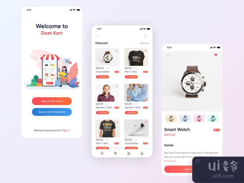 电子商务时尚移动应用程序完整的 UI 套件(E-commerce Fashion Mobile app Full UI Kits)插图1