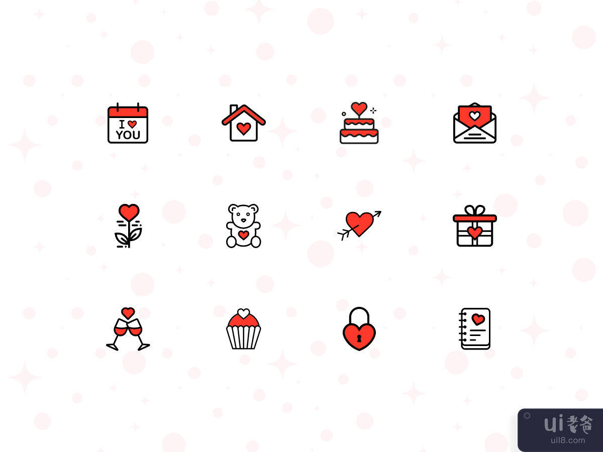 浪漫爱情图标集(Romantic Love Icon Sets)插图