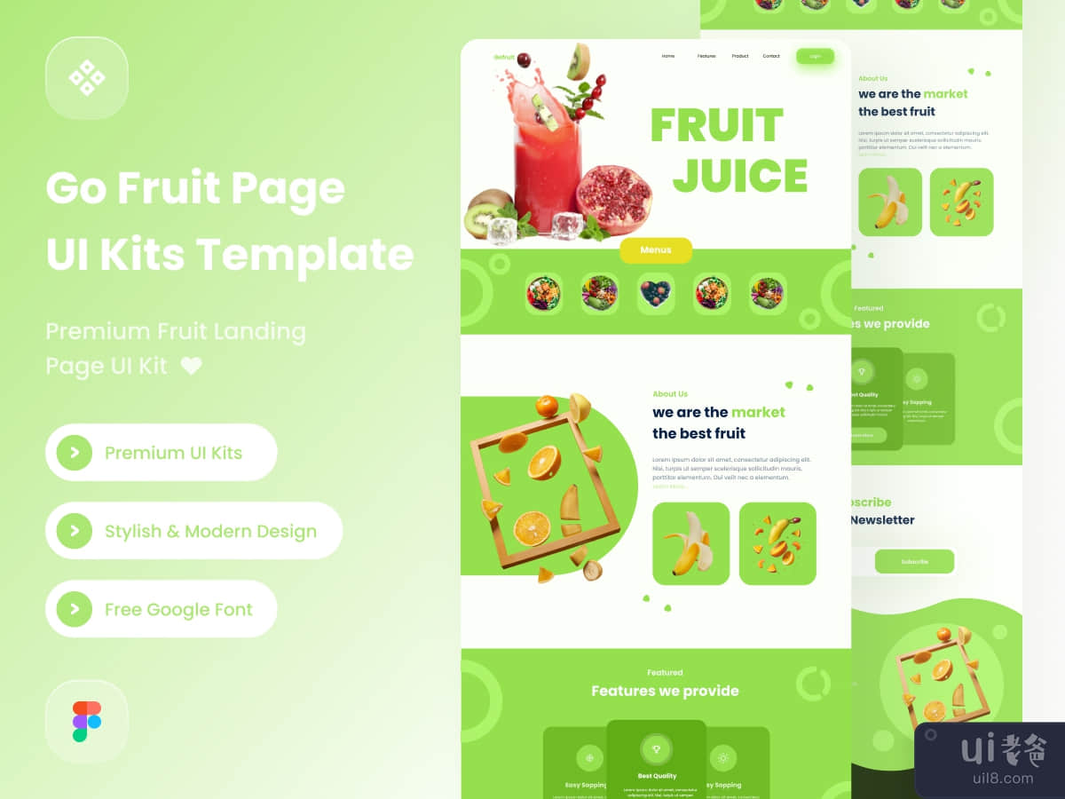 go fruit landing page kits template