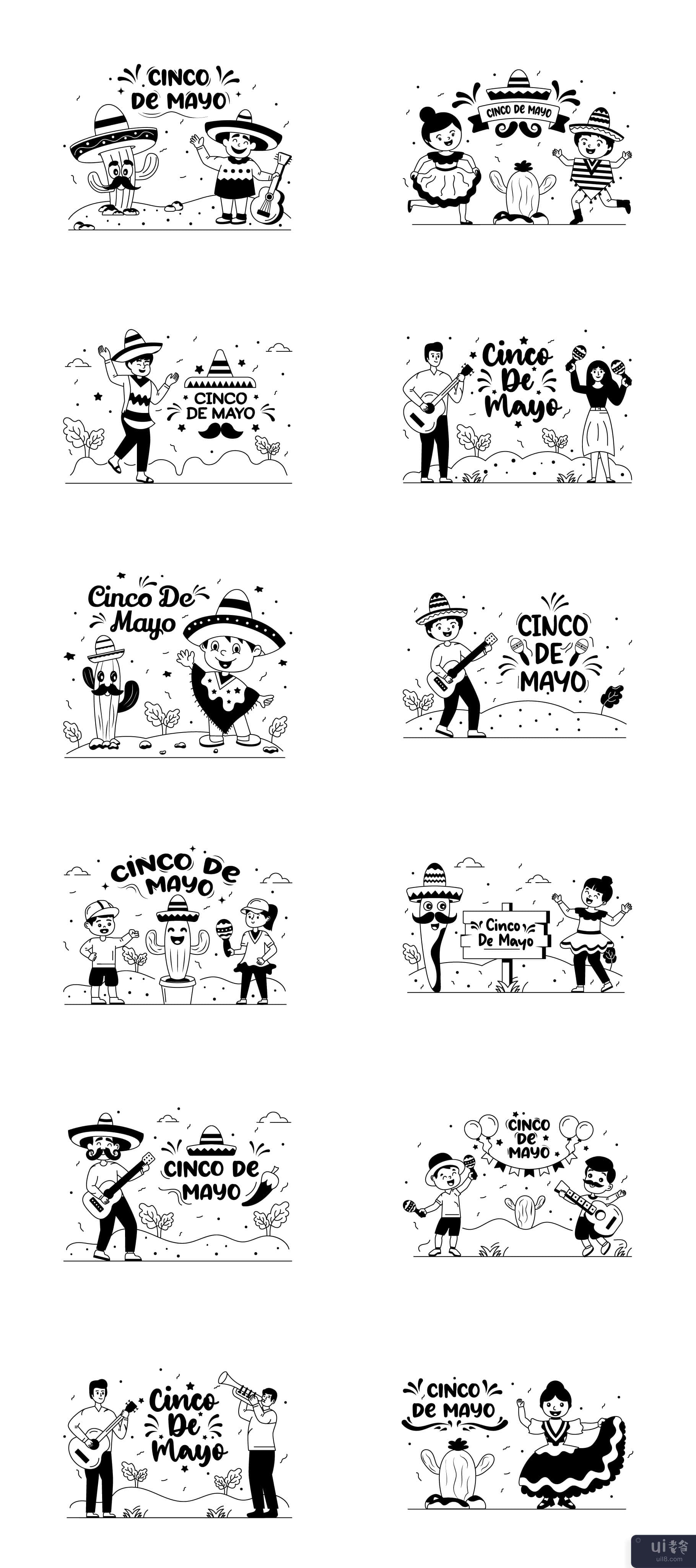 25 个五月五日节插图(25 Cinco de Mayo Illustrations)插图1