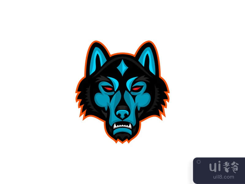 Timber Wolf Head Sports Mascot