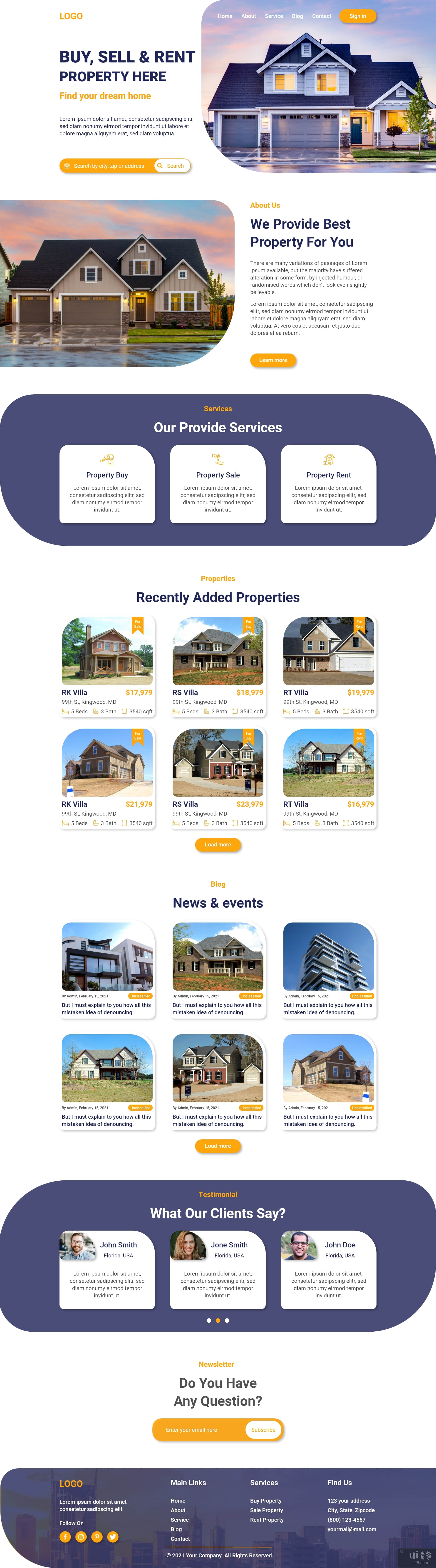 房地产登陆页面模板(Real Estate Landing Page Template)插图