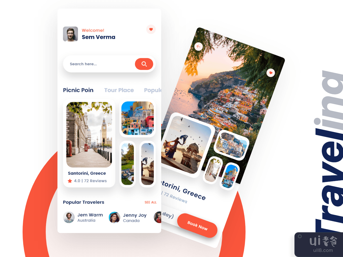 旅游应用界面(Traveling App UI)插图