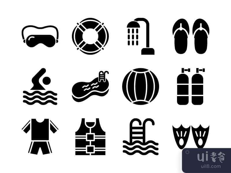 Swim Icon Set Glyph