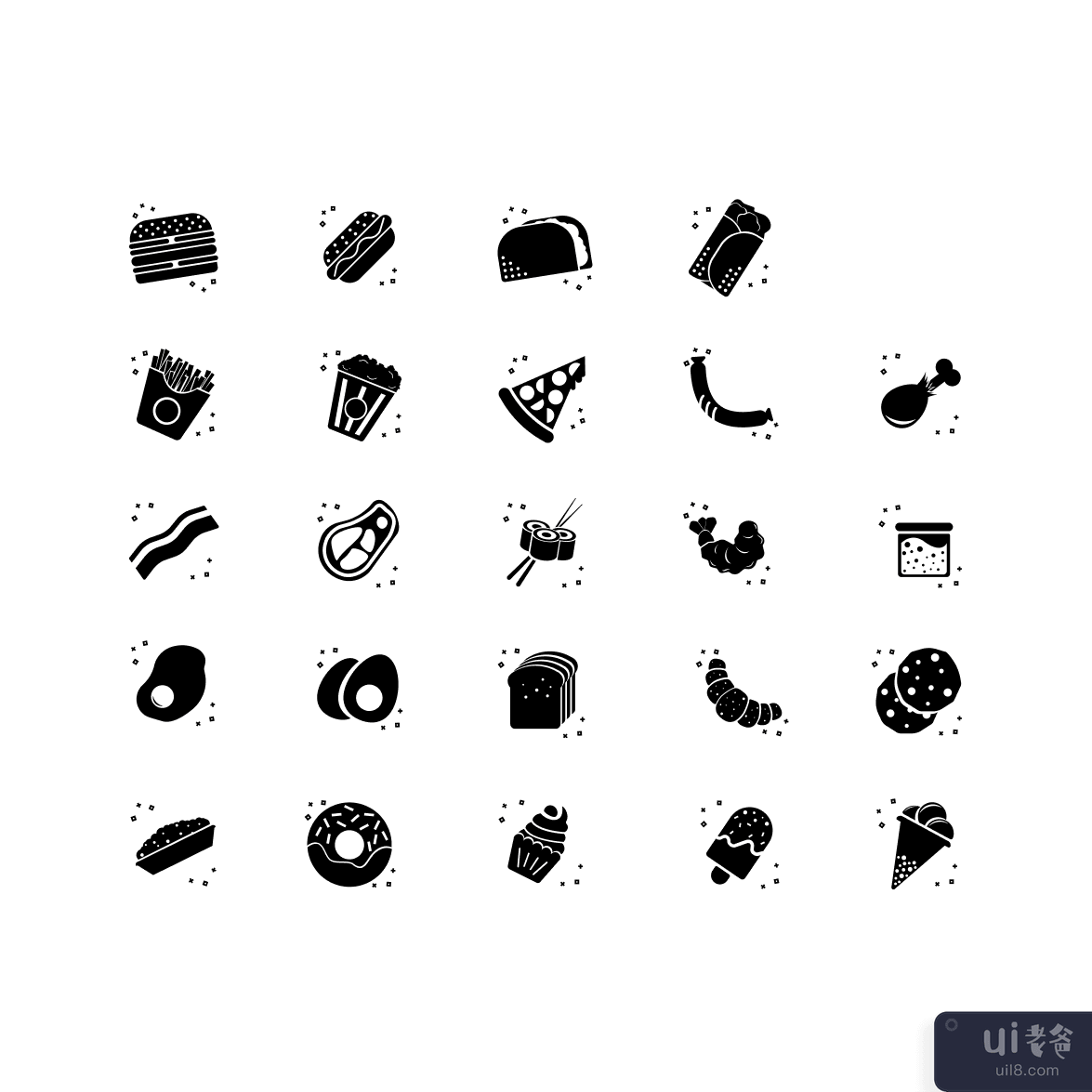 Foodiecons-字形图标集(Foodiecons - glyph icon set)插图