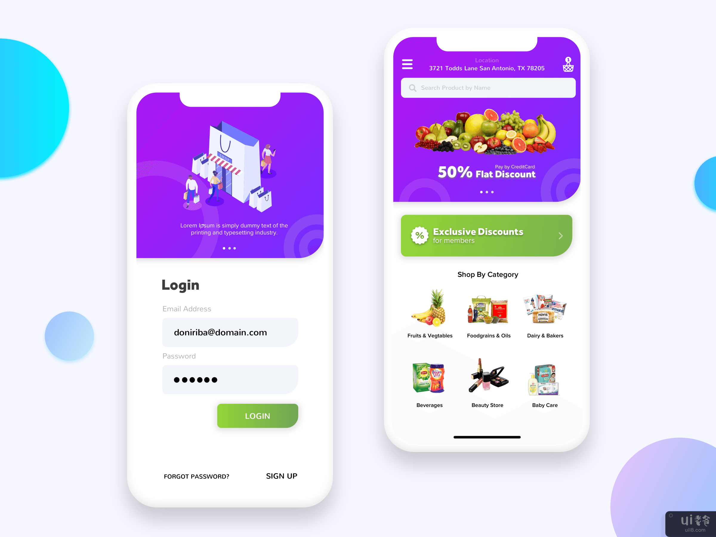 杂货订购应用程序概念(Grocery Ordering App Concept)插图1