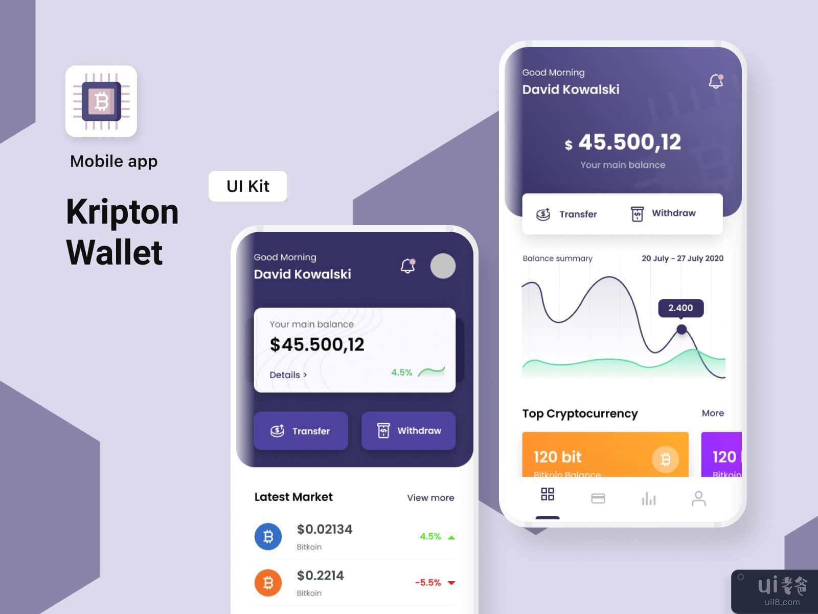 Home Screen Kripton Wallet With 2 option