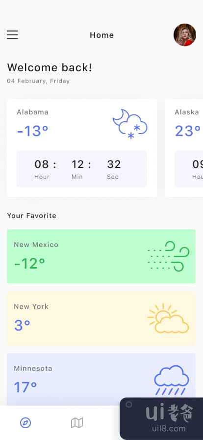 天气应用界面设计(Weather App UI Design)插图