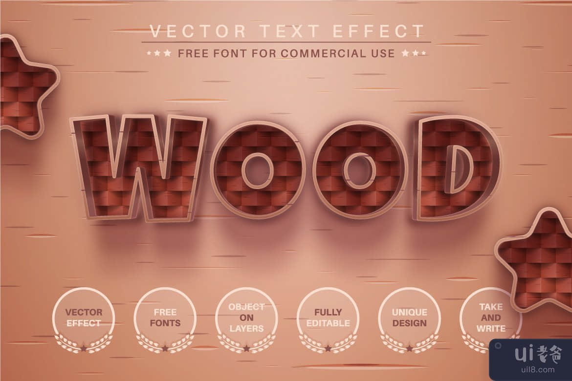 木编织 - 可编辑的文字效果，字体样式(Wood Weaving - Editable Text Effect, Font Style)插图