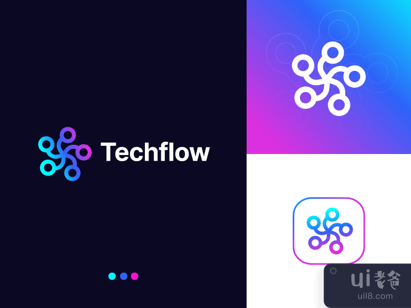 Techflow Logo Design - Rotational Logo - Modern Logo Design Template