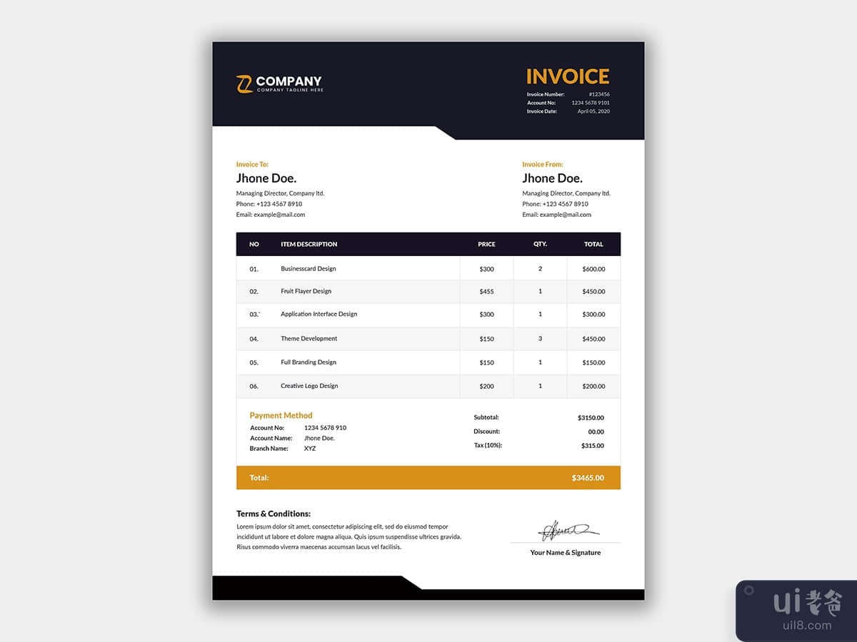 简单的商业发票模板(Simple business invoice template)插图