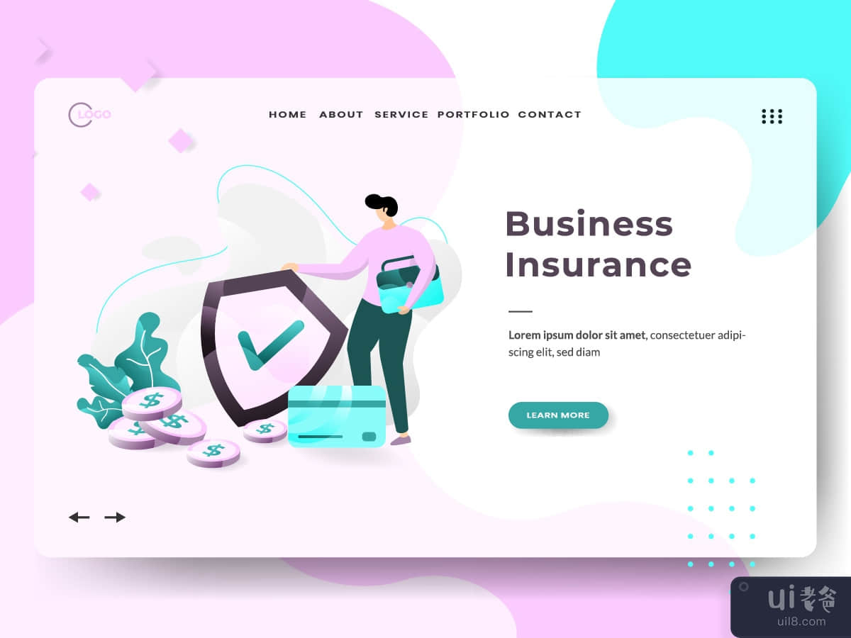 Landing page template of Business Insurance