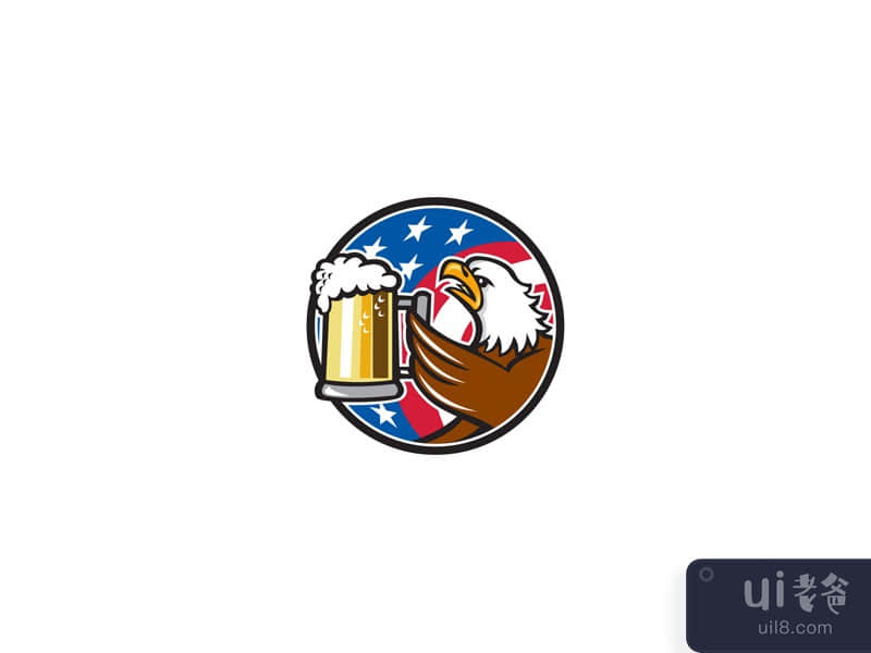 白头鹰吊装啤酒杯美国国旗圈复古