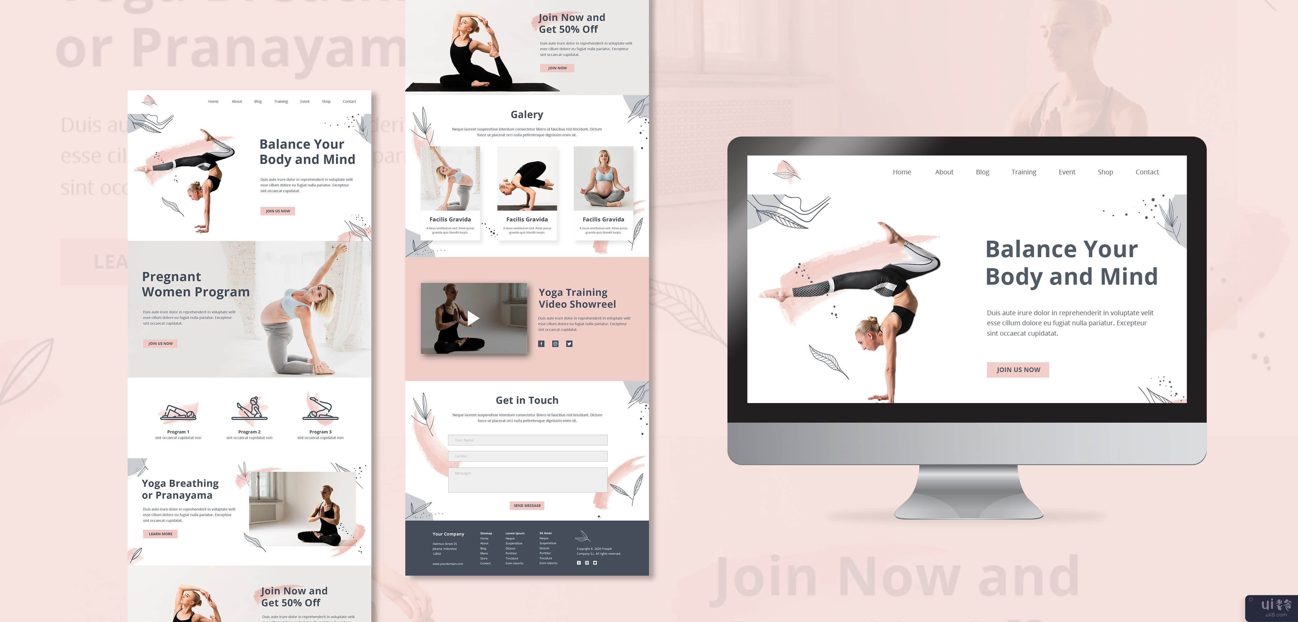 网站模板 - 瑜伽登陆页面(website templates - yoga landing page)插图