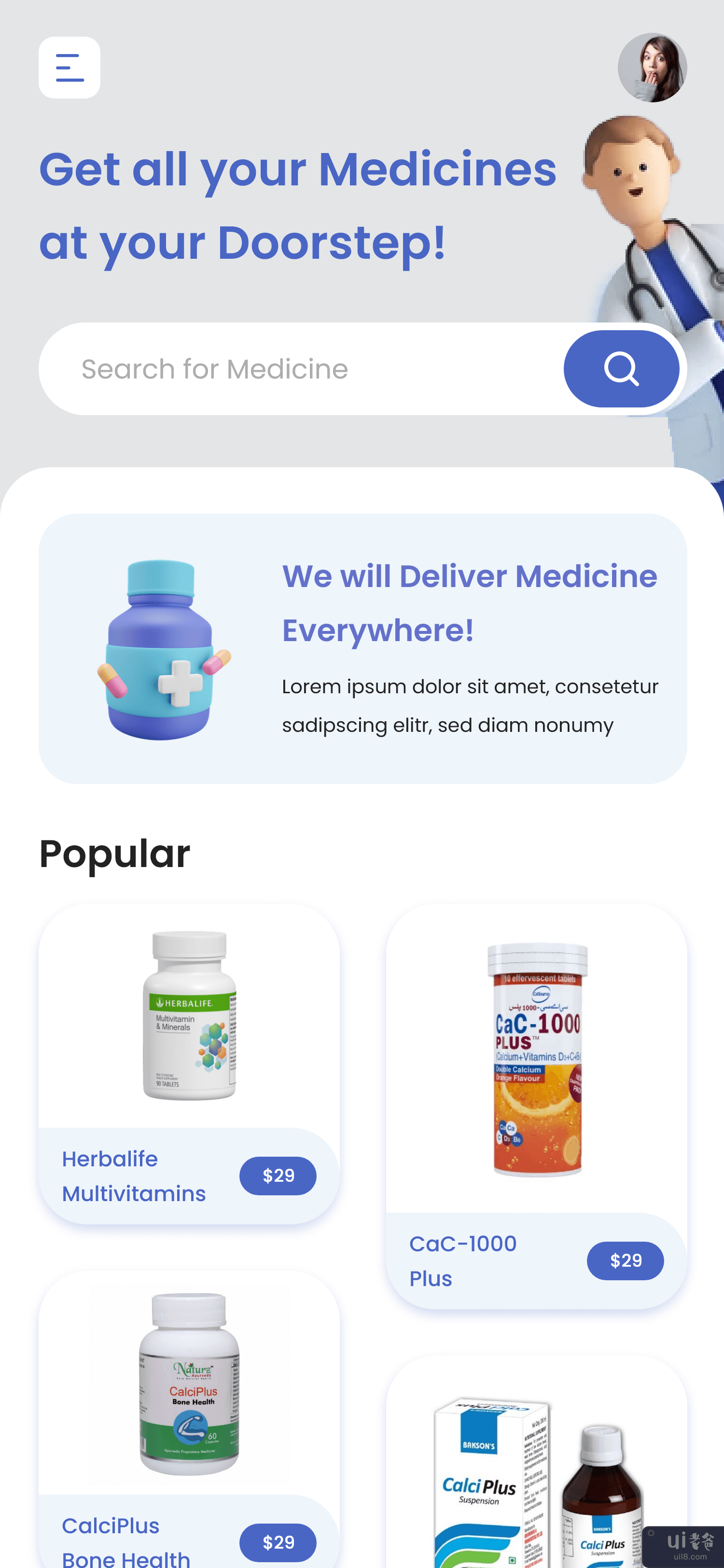 在线药房应用程序用户界面(Online Pharmacy App UI)插图