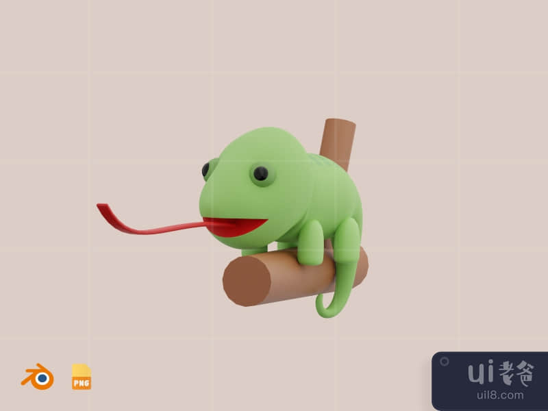 Chameleon - Cute 3D Animal (front)