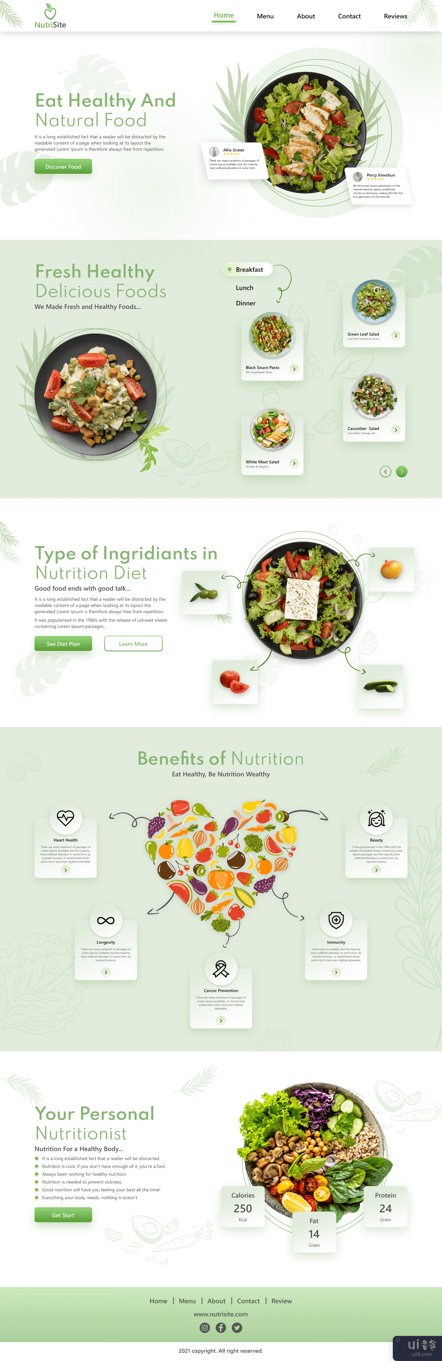 营养登陆页面设计模板(Nutritions Landing Page Design Template)插图