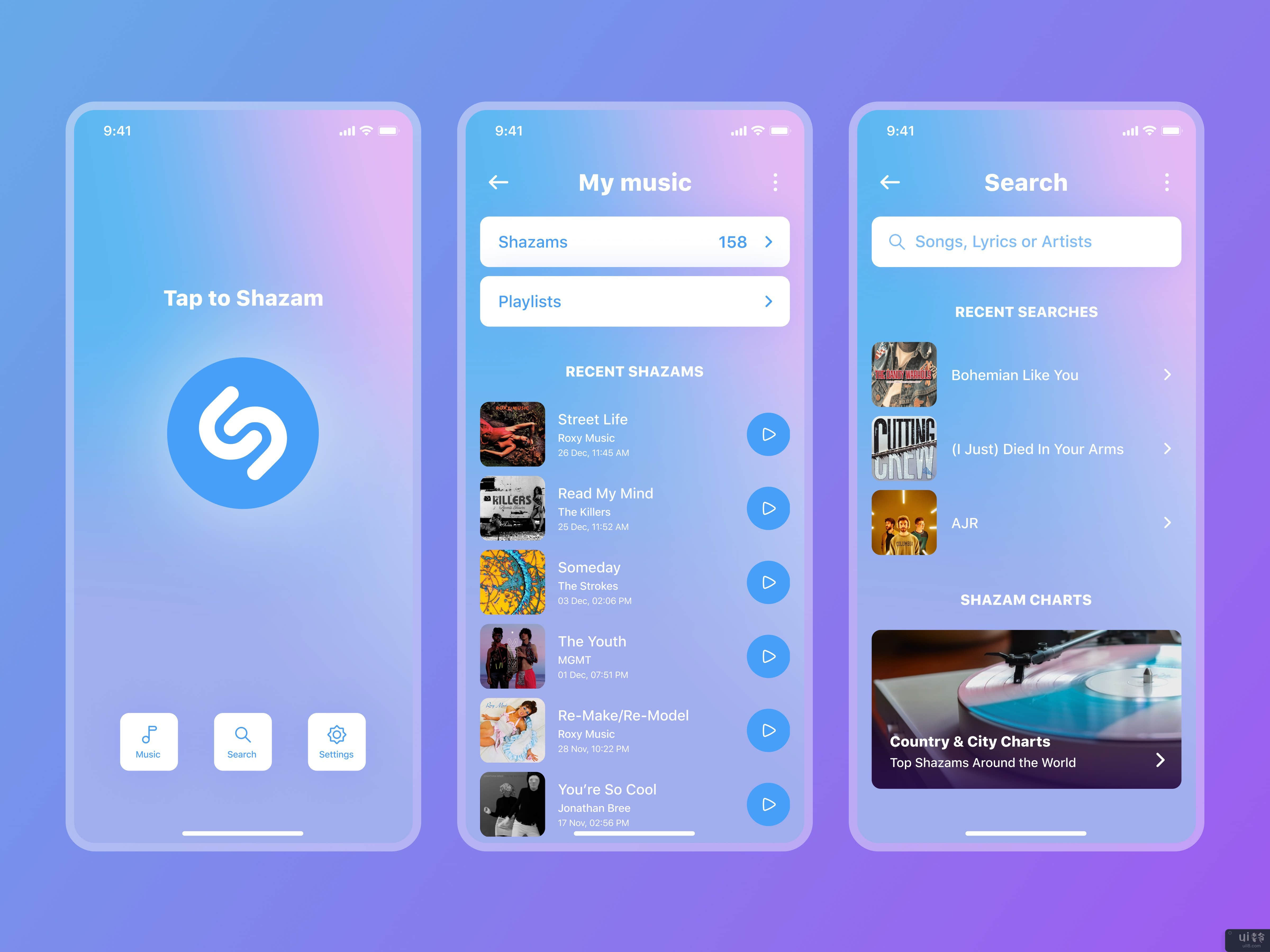 Shazam App 重新设计/音乐播放器(Shazam App Redesign/Music Player)插图