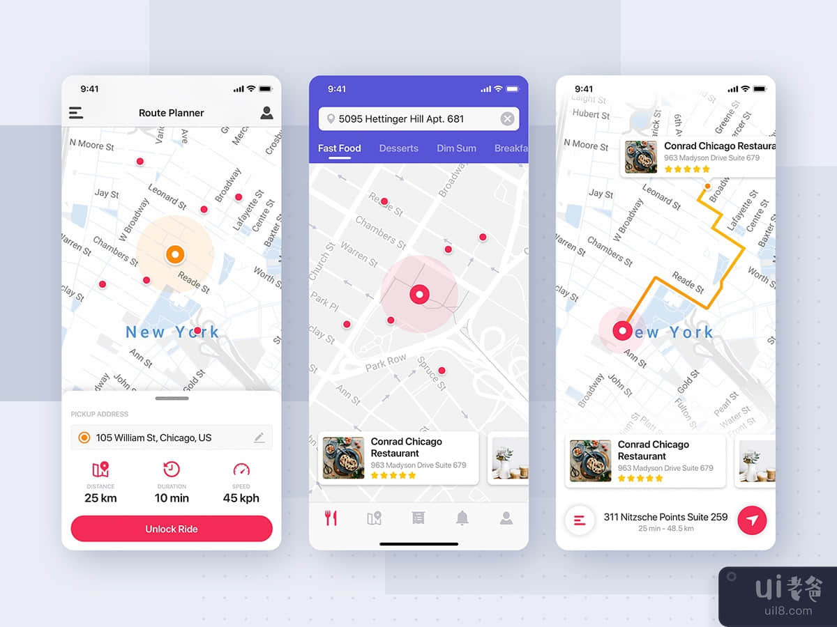Search & Map screen for Mobile app template