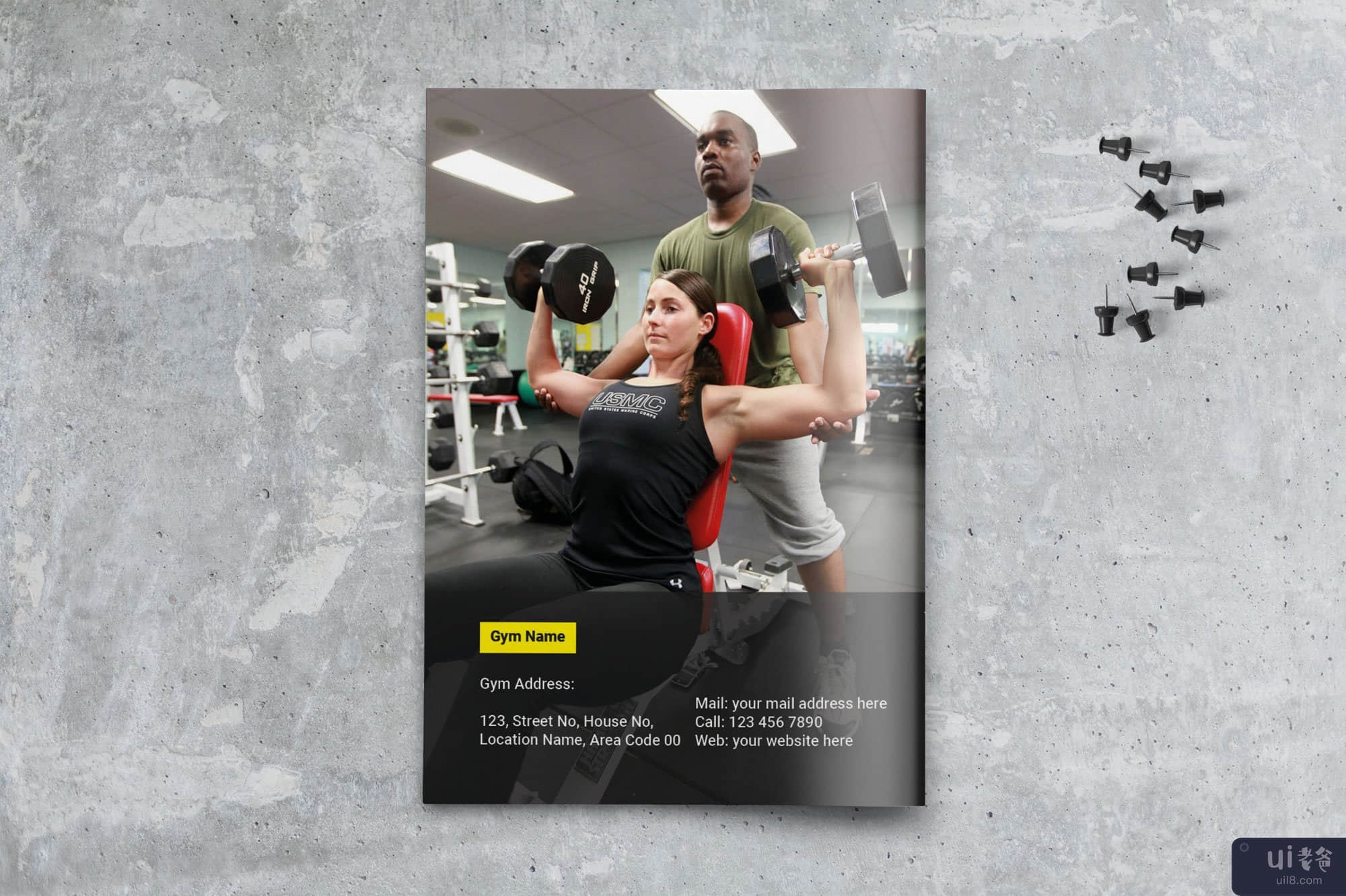 健身双折宣传册模板(Fitness Bi fold Brochure Template)插图7