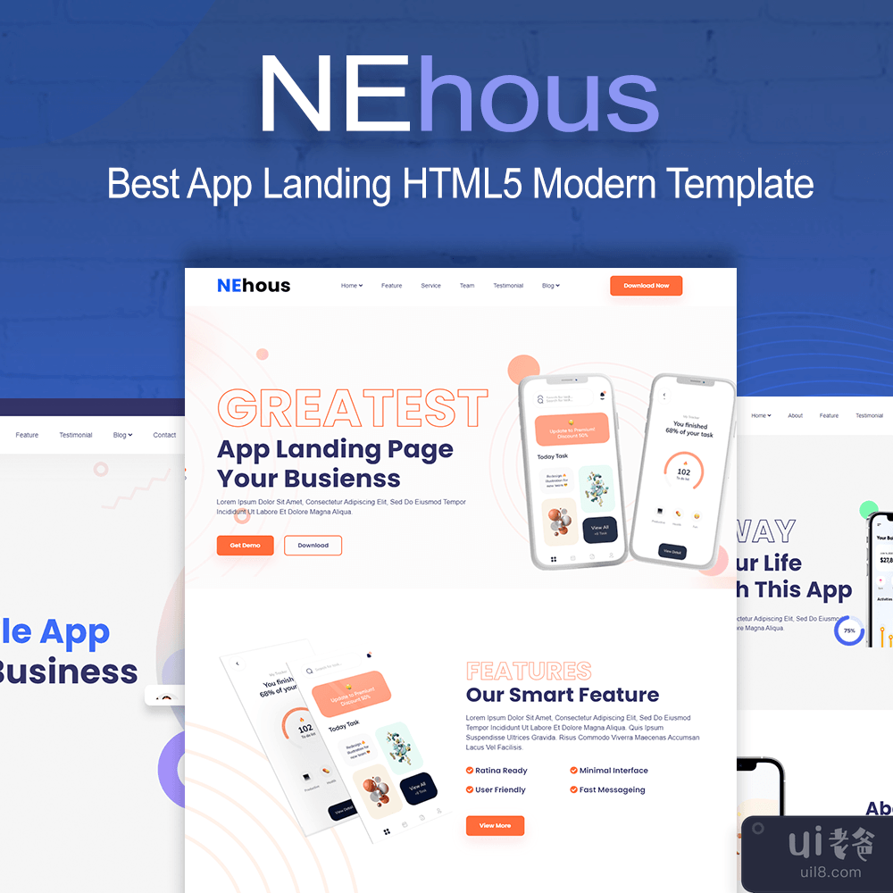 Nehous - 现代应用登陆 HTML5 模板(Nehous - Modern App Landing HTML5 Template)插图