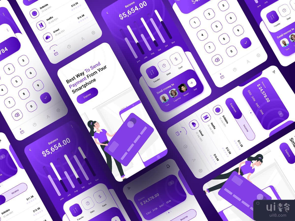 汇款应用程序 UI 套件(Money Transfer App Ui Kit)插图