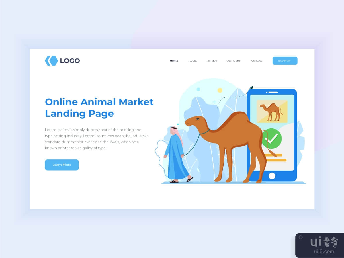 Online animal buying shop Landing Page UI design