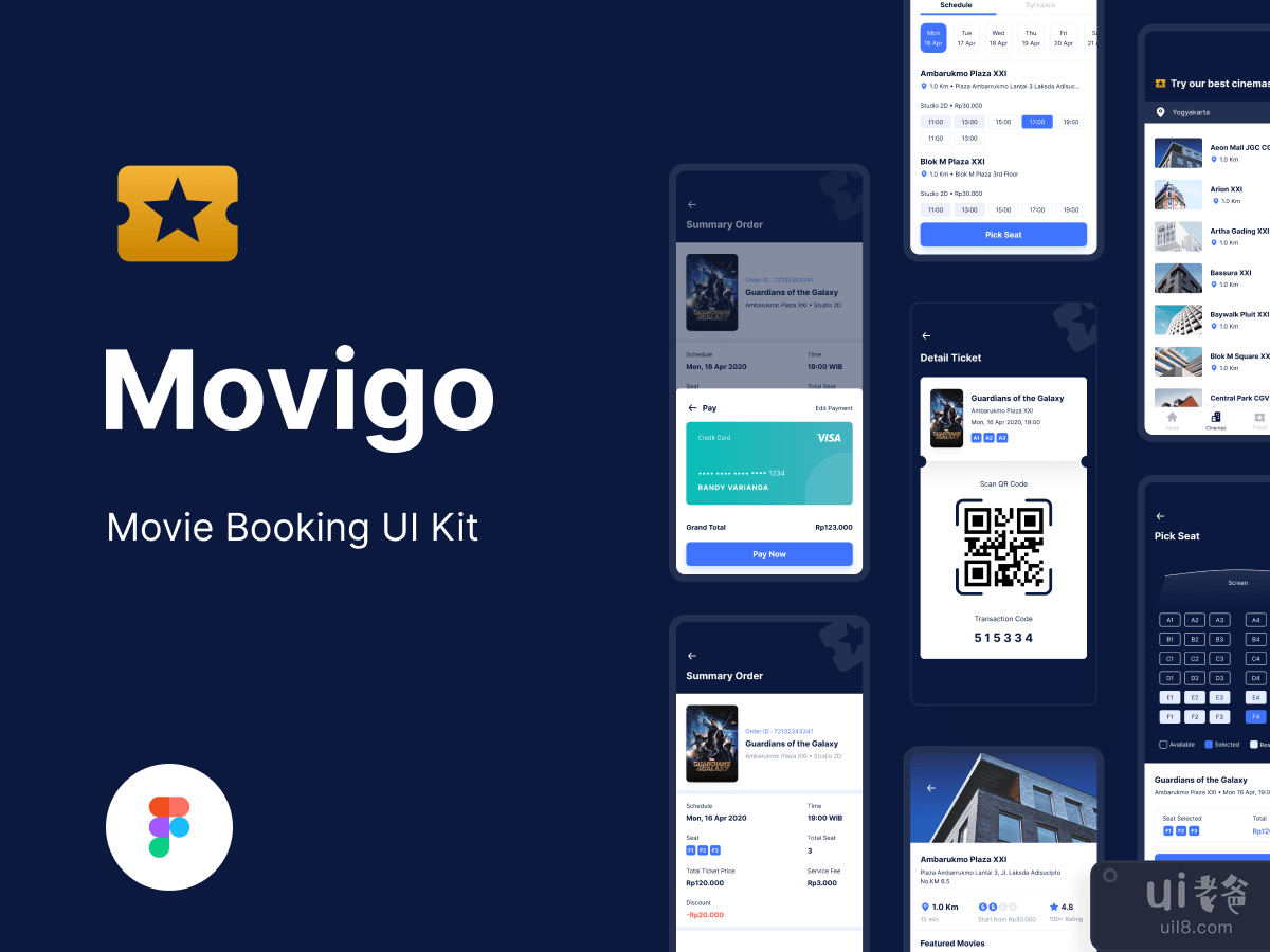 Movigo - 电影预订 UI 套件(Movigo - Movie Booking UI Kit)插图