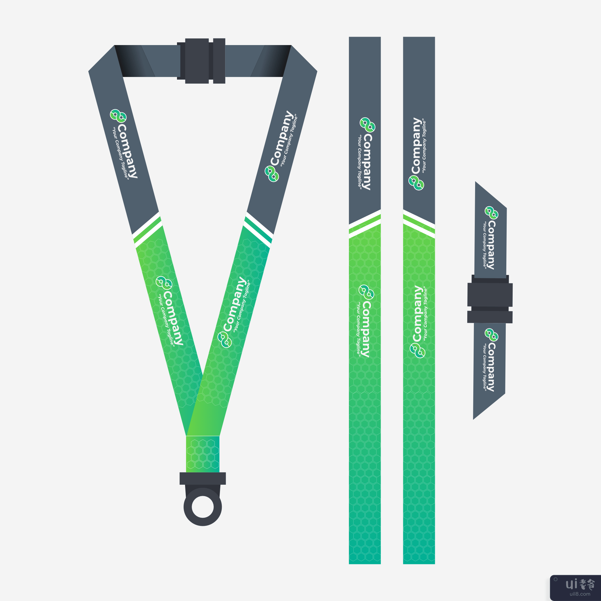 绿色挂绳模板(Green Lanyard Template)插图