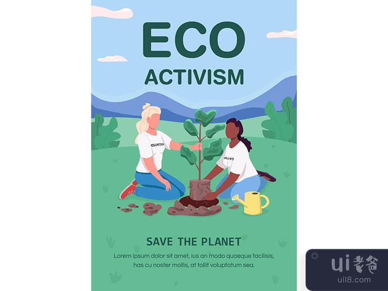 Eco activism poster flat vector template