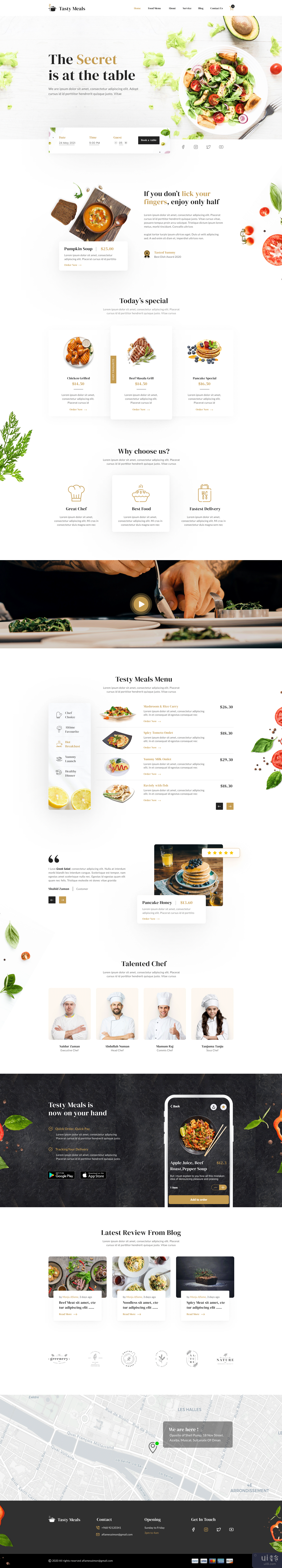 暴躁的饭菜 |餐厅登陆页面设计(Testy Meals | Restaurant Landing Page Design)插图