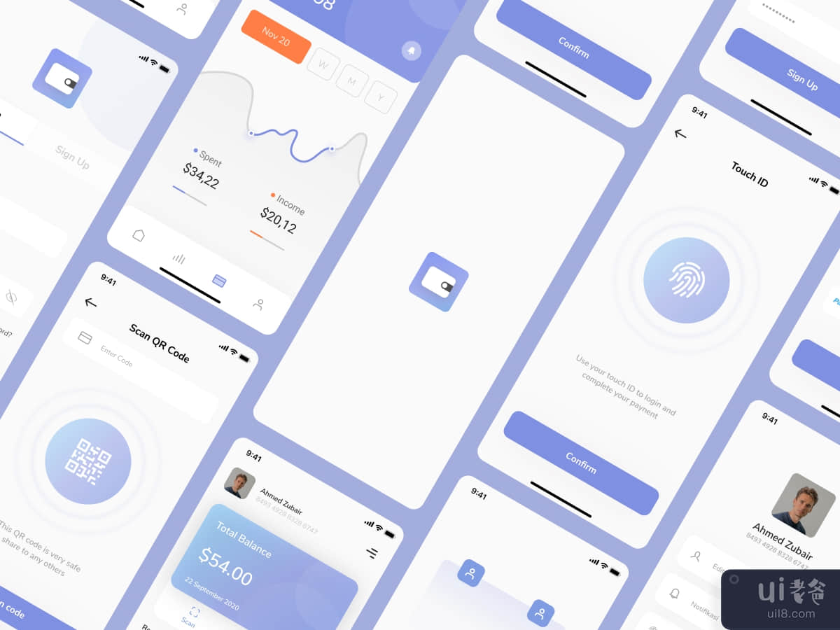 Wallet Mobile App - UI Kit (40+ Screens)