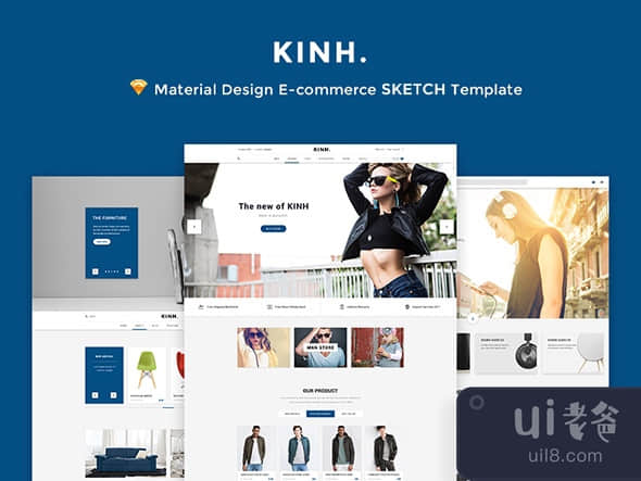 Kinh - 材料电子商务 PSD 模板(Kinh - Material E-Commerce PSD Template)插图1