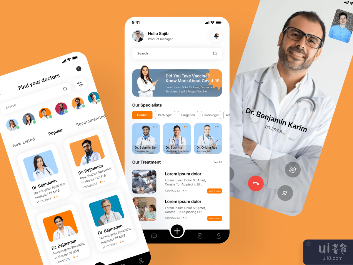 医生预约应用程序设计(Doctor Appointment App Design)插图