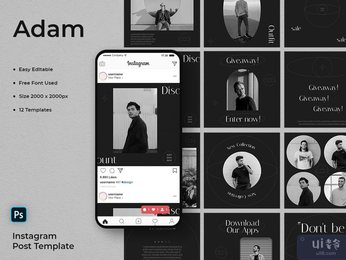 Adam - Fashion Social Media Post Template