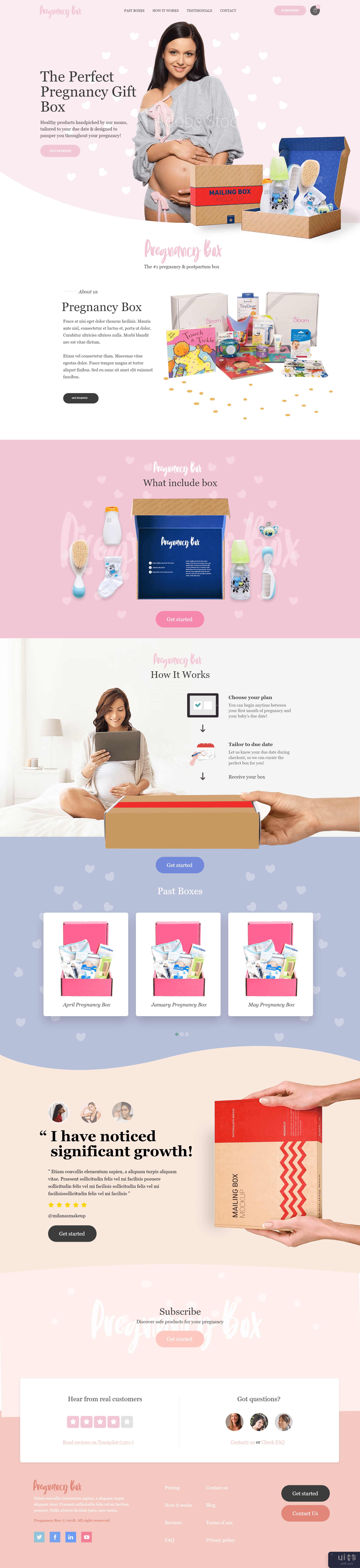 怀孕箱订阅登陆页面概念(Pregnancy Box Subscription Landing Page Concept)插图