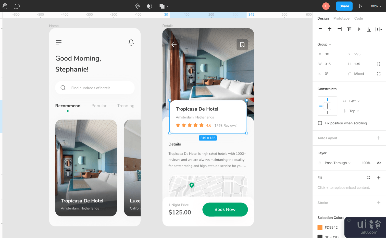 酒店预订应用程序主页和详细信息屏幕(Hotel Booking App Home and Detail Screen)插图