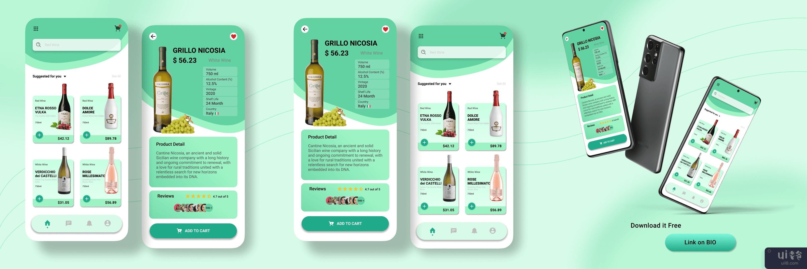 葡萄酒商店应用程序极简主义概念(Wine Store App Minimalist Concept)插图