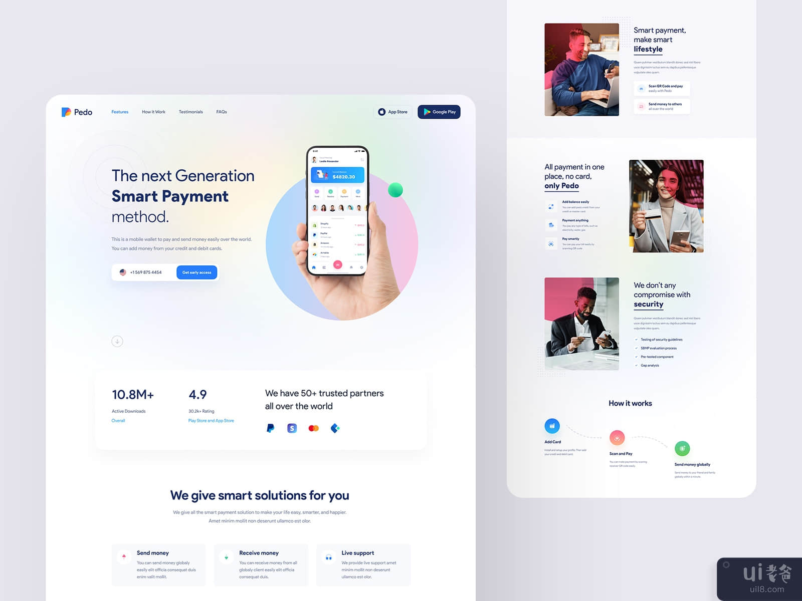 Pedo - Payment Mobile App Landing