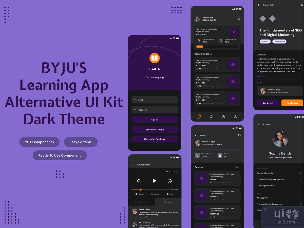 BYJU'S Learning App Alternative UI Kit - Dark