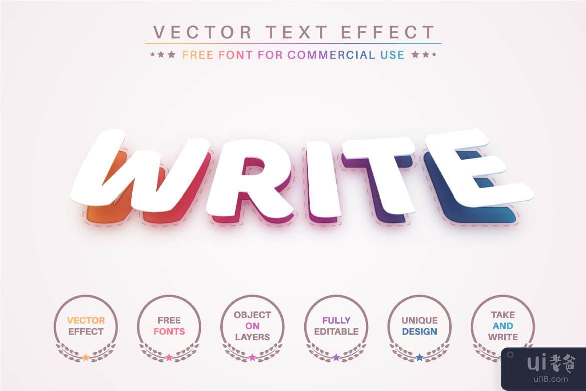 彩虹色 - 可编辑的文字效果，字体样式(Rainbow Color - Editable Text Effect, Font Style)插图2