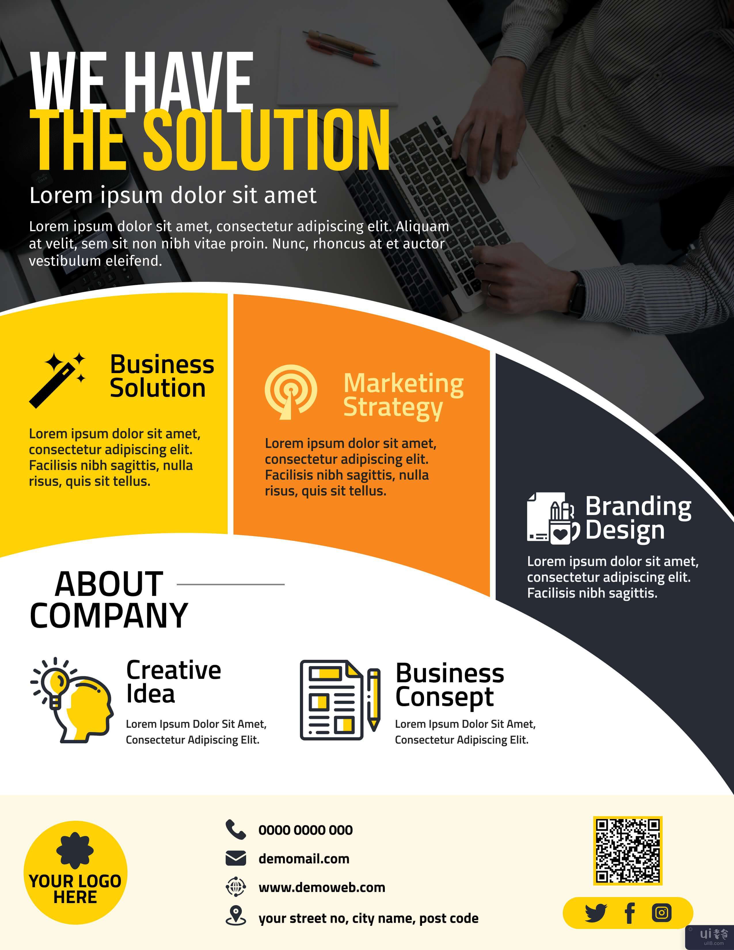 创意商业传单模板(Creative Business Flyer Template)插图
