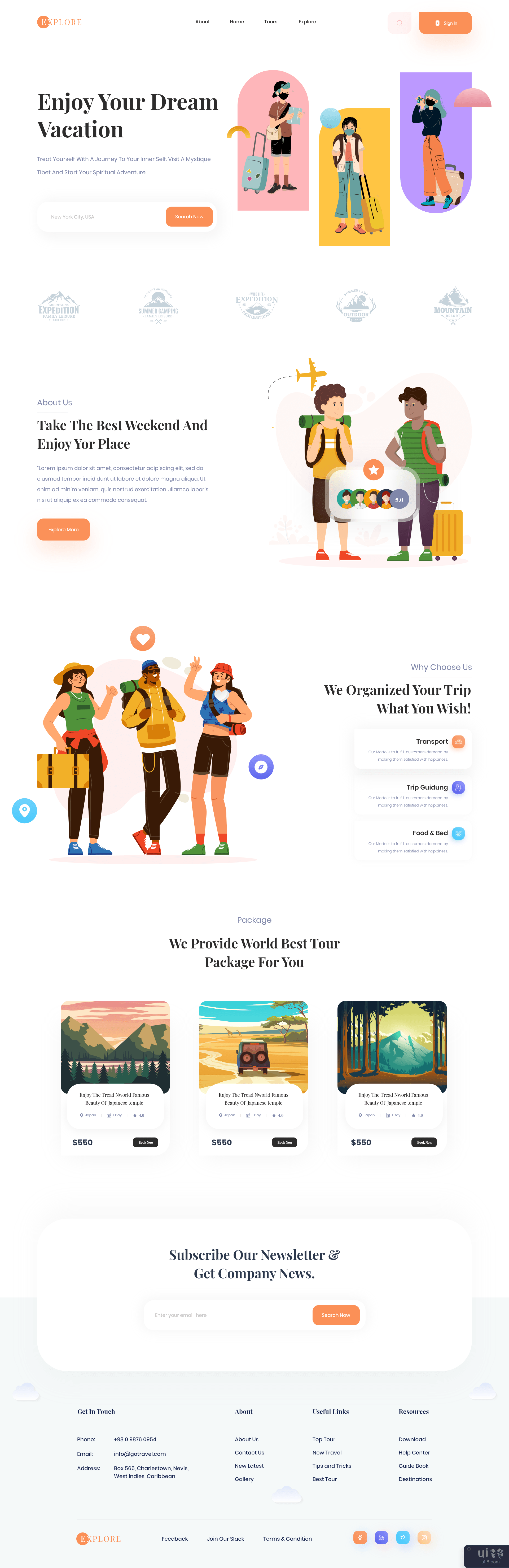 探索旅行登陆页面(Explore Travel Landing Page)插图