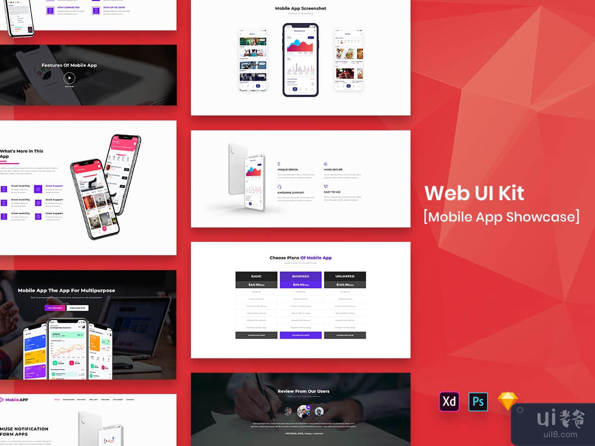 Mobile App Showcase Web UI Kit