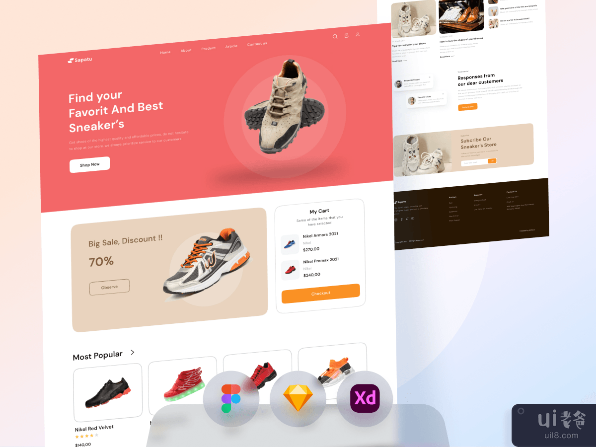 鞋类电商登陆页面(Shoes E-Commerce Landing Page)插图3