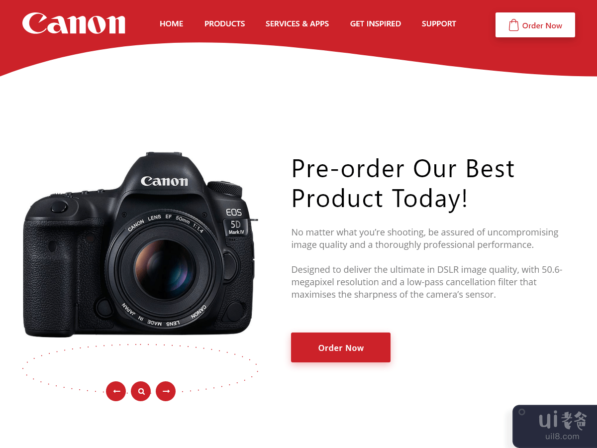 佳能 - 数码相机重新设计网页模板(Canon - Digital Cameras redesign web template)插图