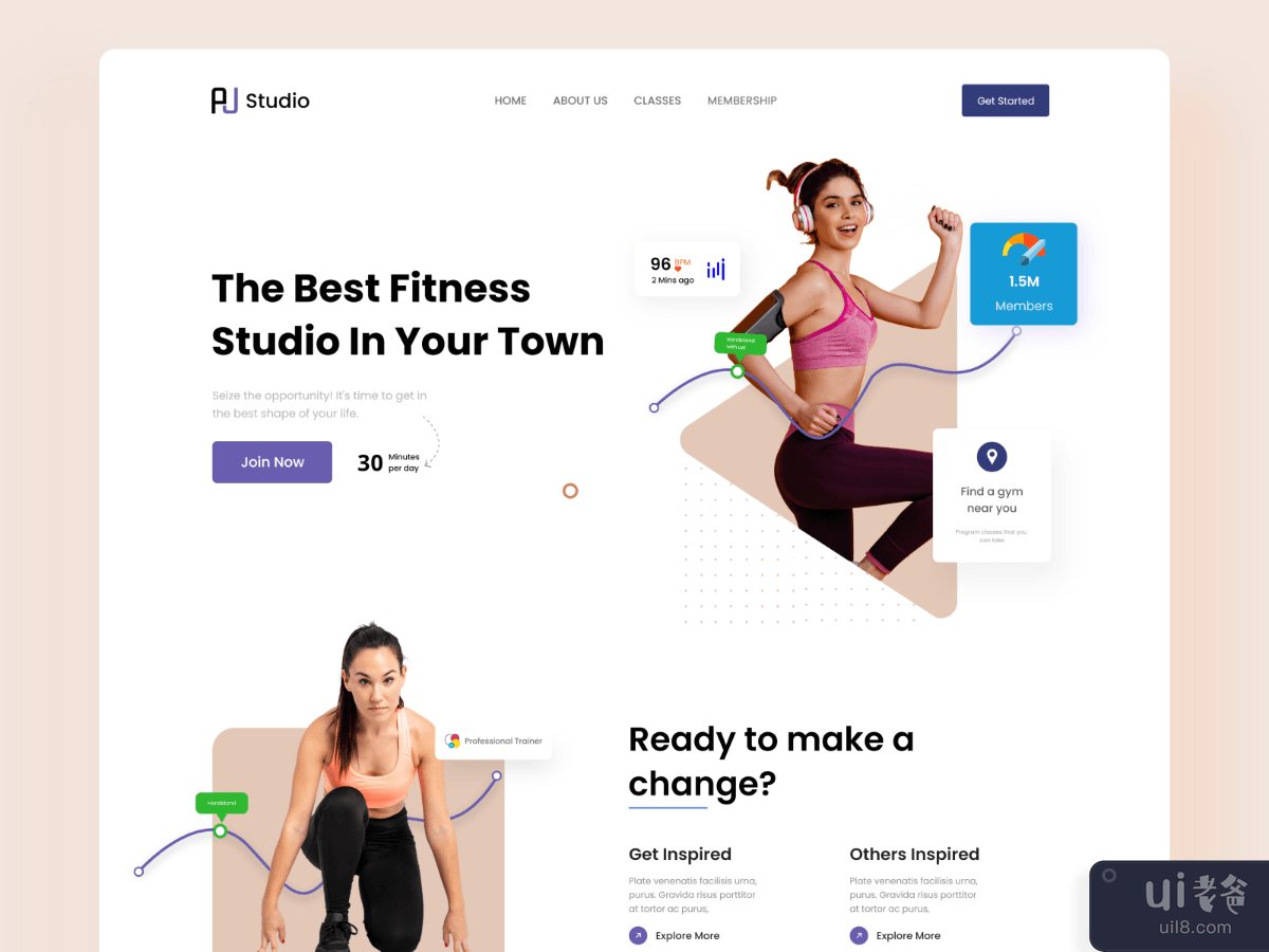 Fitness Website header exploration V01