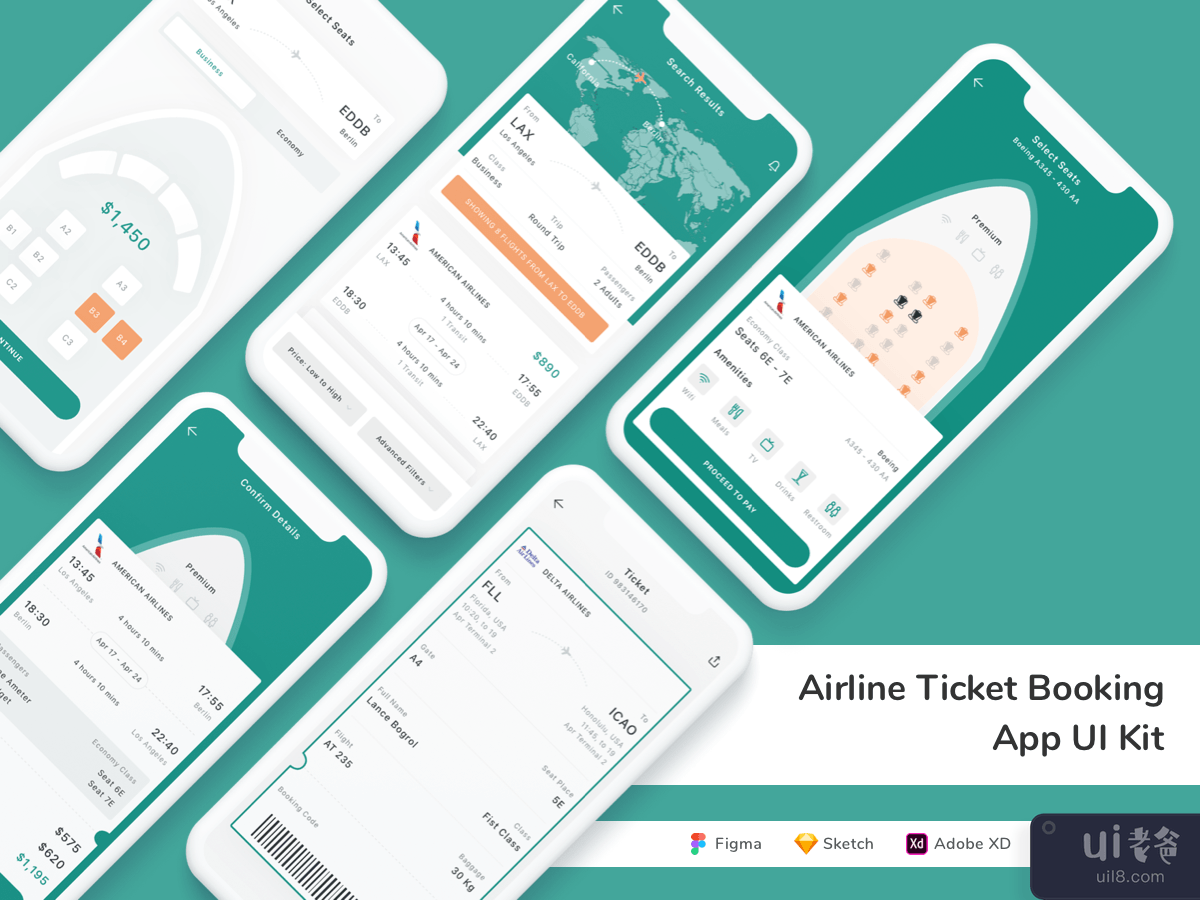 Airline Ticket Booking App UI Kit