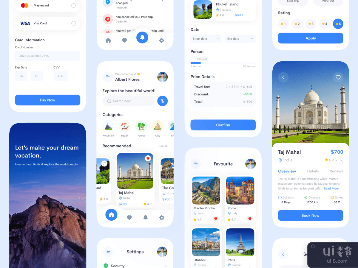 Travel Mobile App - iOS UI 套件(Travel Mobile App - iOS UI Kit)插图